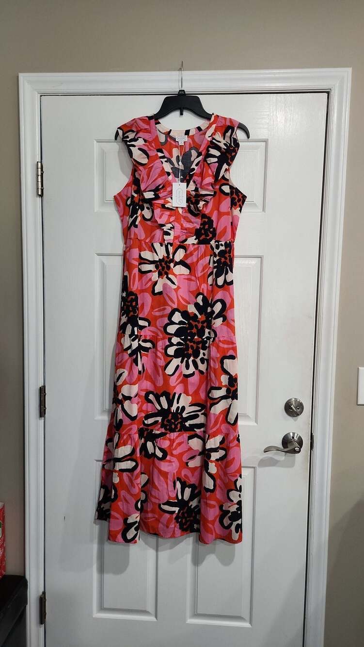 Mud Pie Tanya Floral Tiered Maxi Dress, Size M